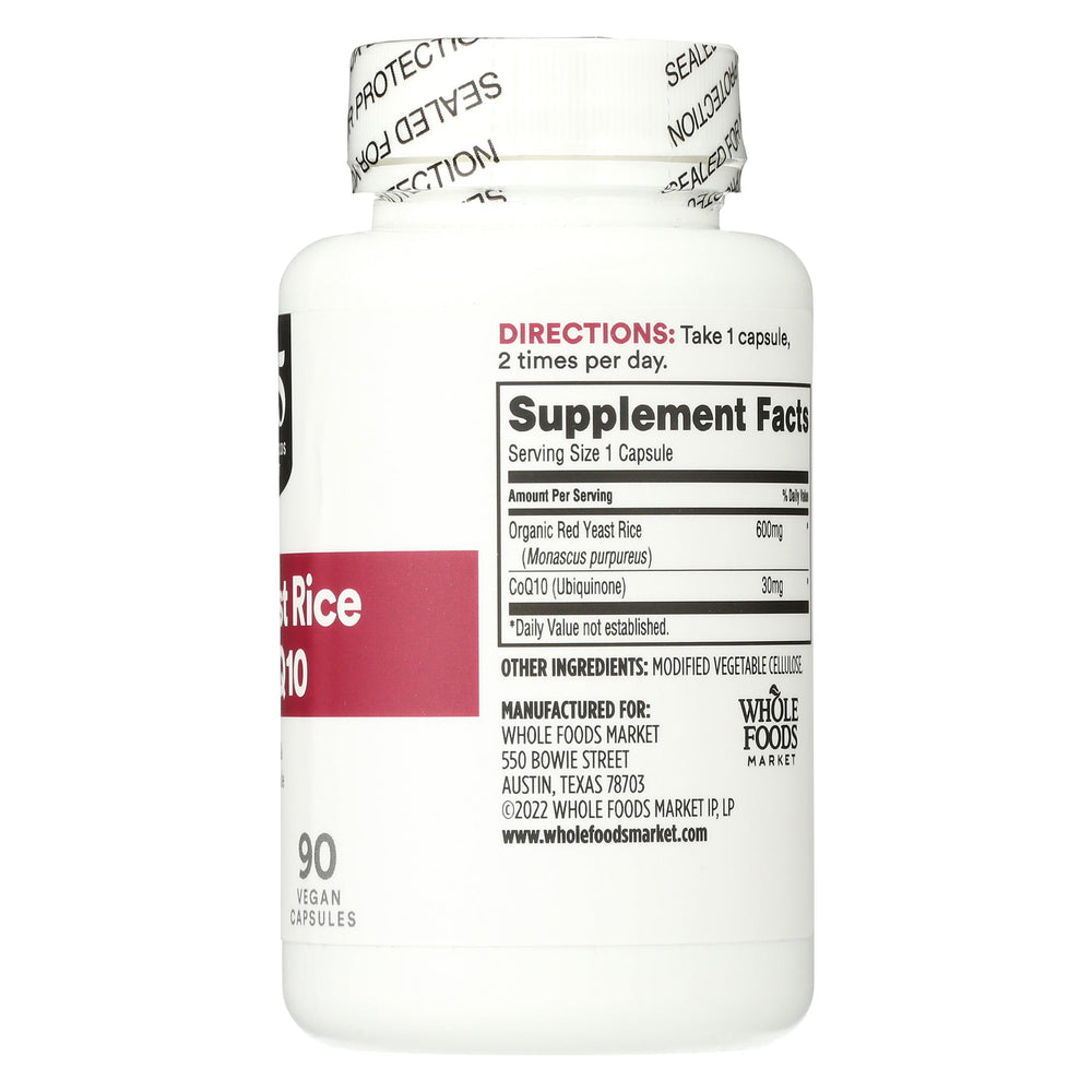 365 Red Yeast Rice with CoQ10 nutrition facts panel aids informed choices.