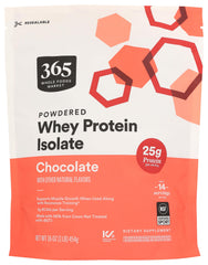 365 by Whole Foods Market chocolate whey protein isolate bottle ready for post-workout shakes
