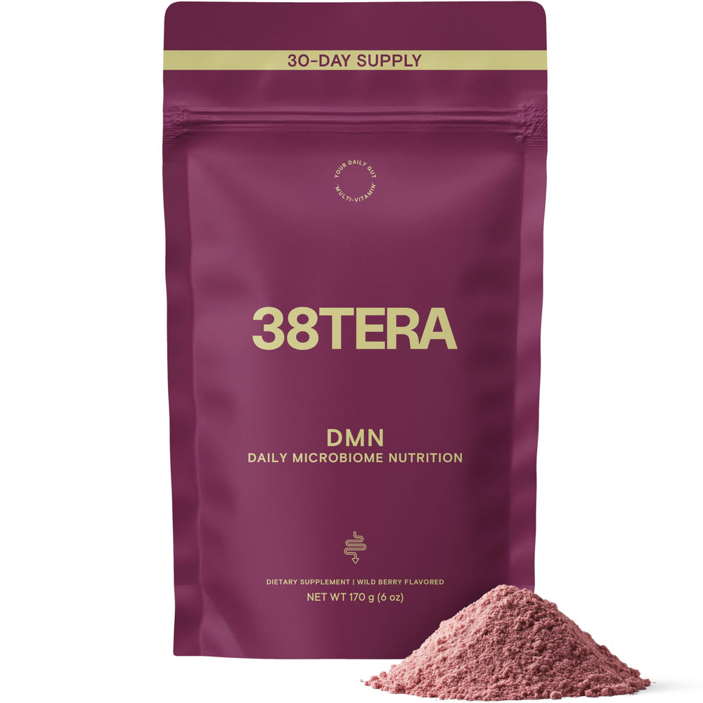 38TERA DMN bottle with scoop for daily fiber support.