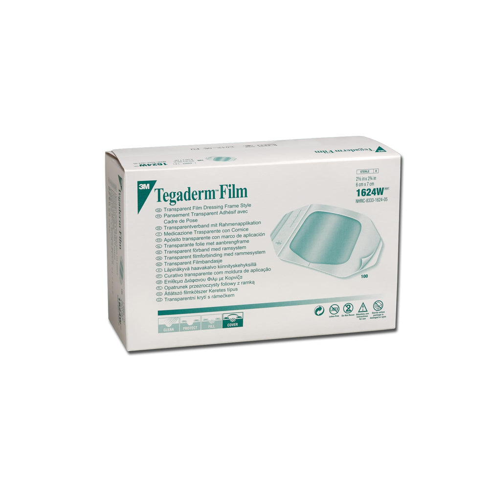 3M Tegaderm 1624W hypoallergenic adhesive secures catheters gently