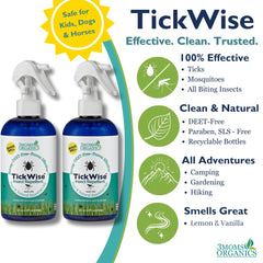 TickWise ingredients: cedarwood, citronella, lemongrass for natural repellent.