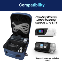 40Winkz CPAP travel bag front pocket holds keys and wallet.