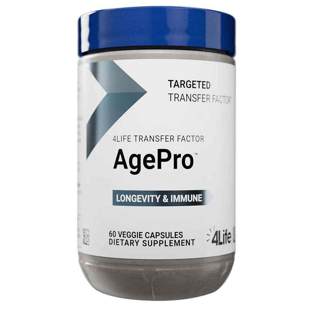 4Life AgePro bottle on display for immune support and vitality.