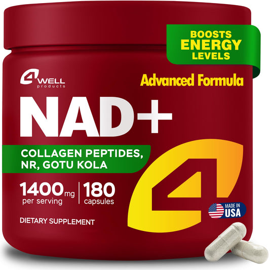 4Well Gotu Kola NAD Plus bottle image showcasing energy support and aging wellness.