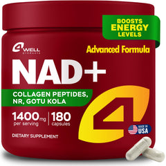 4Well Gotu Kola NAD Plus bottle image showcasing energy support and aging wellness.