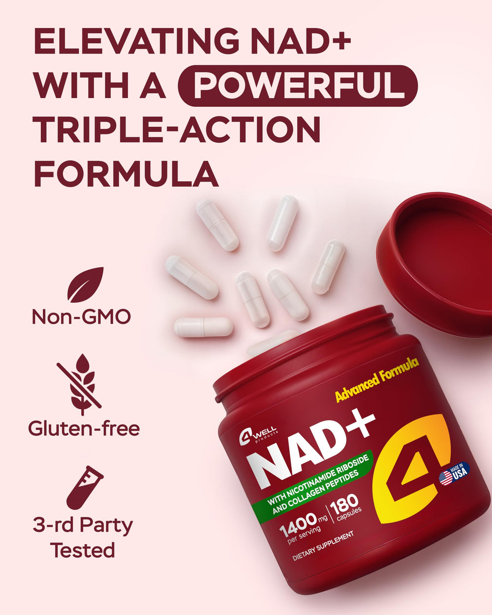 4Well Gotu Kola NAD Plus box packaging highlights thoughtful formulation.