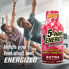 5-hour ENERGY cherry shot pour captures fast-acting caffeine to sharpen focus.