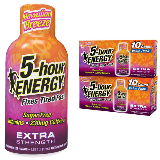 5-hour ENERGY Extra Strength Hawaiian Breeze bottle front for fast daytime energy.