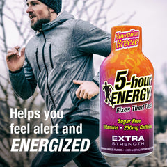 5-hour ENERGY Hawaiian Breeze zero sugar label for calorie-free focus