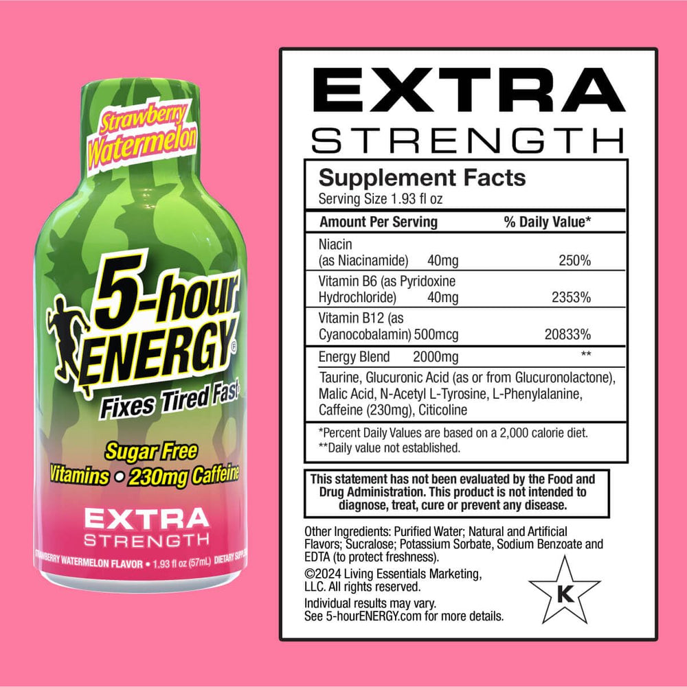 5-hour ENERGY shot pour showing quick energy for mornings