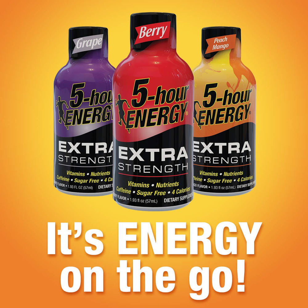 5-hour ENERGY Sour Apple travel bag setup for long trips.