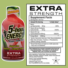 5-hour ENERGY Watermelon energy shot opening, smooth flavor for fast alertness