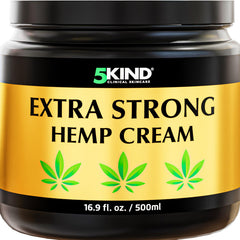 5kind extra strong hemp cream bottle for deep muscle relief