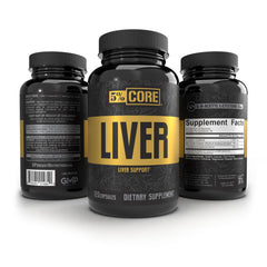 5% Nutrition Core Liver Support Milk Thistle bottle highlighting liver support with silymarin