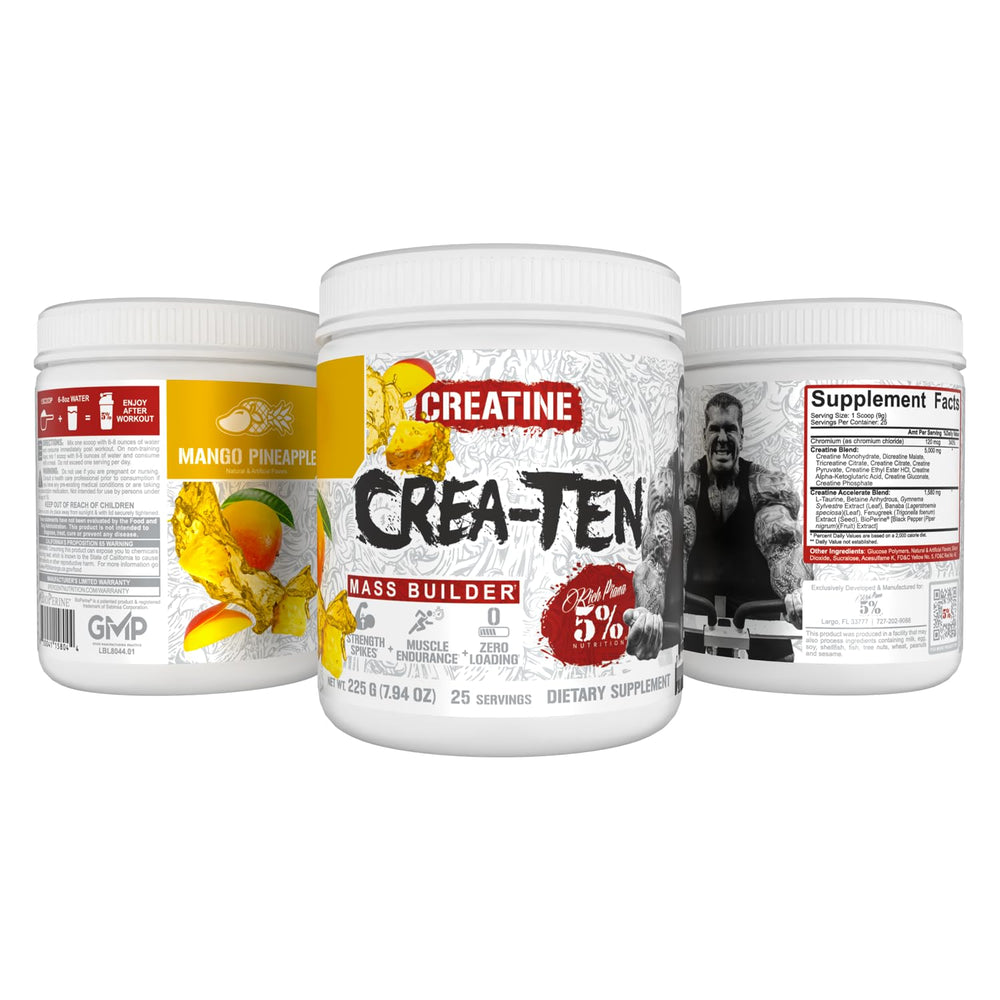 5% Nutrition creaTEN powder dissolving in glass of water for easy mixing