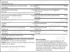 Close-up on FullAF label emphasizes pure citrulline and nitrosigine for nitric oxide support.