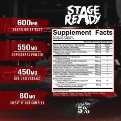Front view of 5% Nutrition Stage Ready Diuretic packaging for prep season.