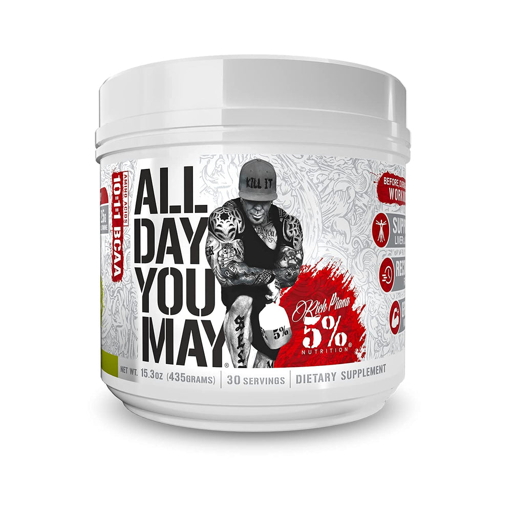 5% Nutrition Rich Piana ADYM bottle ready for all-day hydration and recovery.