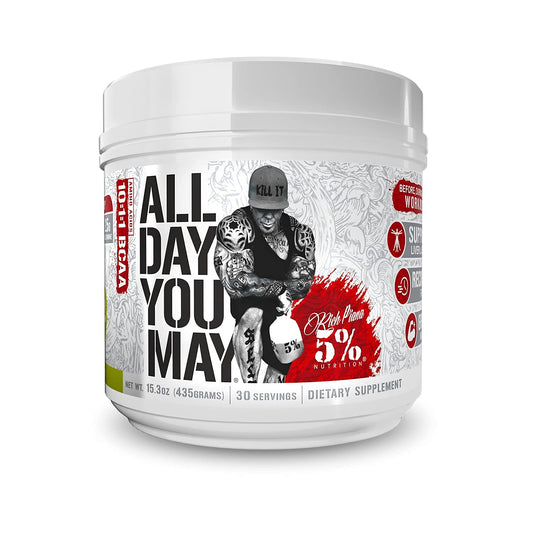 5% Nutrition Rich Piana ADYM bottle ready for all-day hydration and recovery.