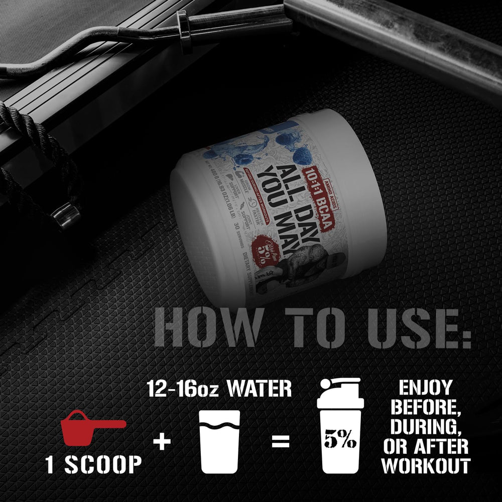 Two tubs and scoop arranged for pre during or post workout use.