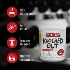 5% Nutrition Rich Piana Knocked Out powder dissolving in water for restful evenings.