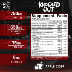 Rich Piana Knocked Out label close-up showing ingredients for rest support