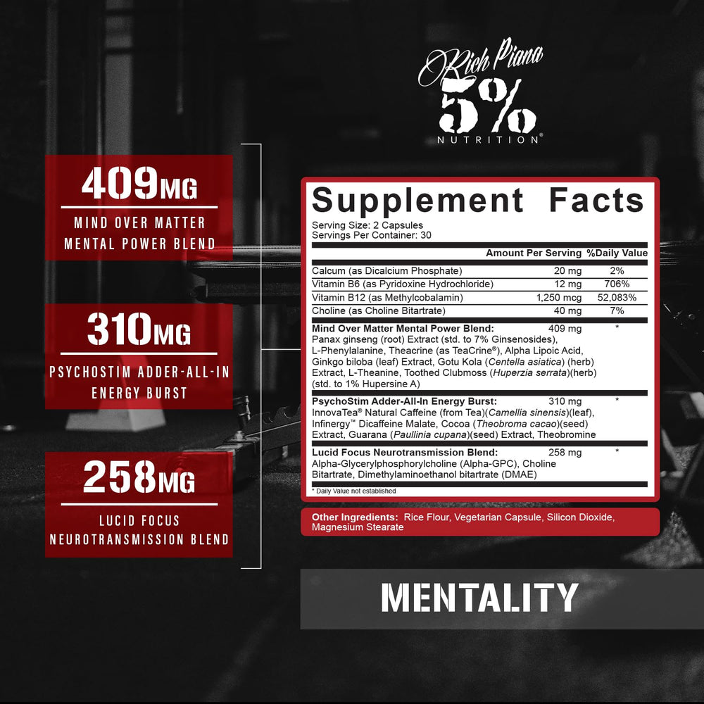 Rich Piana Mentality bottle on a desk for study or work