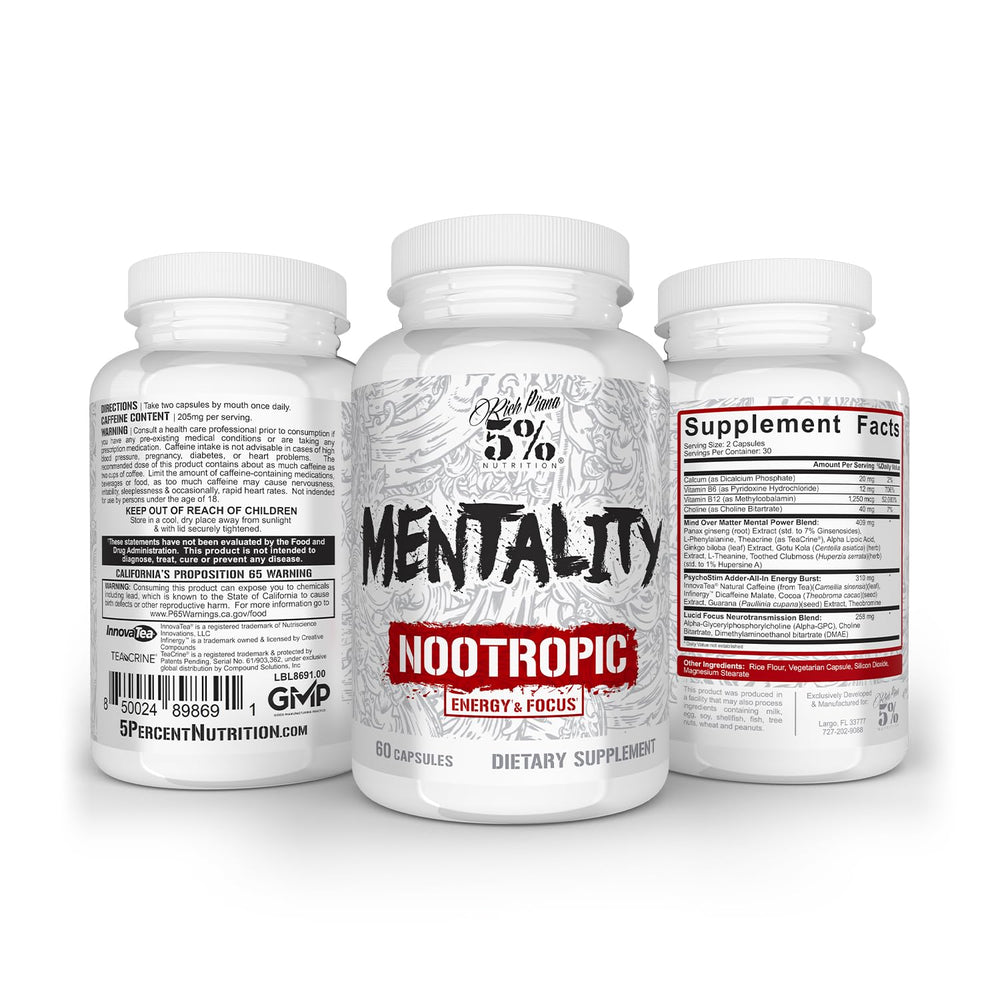 Rich Piana Mentality capsules in hand signaling convenient use