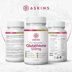 6SKINS bottle label close-up conveying immune support and skin benefits.