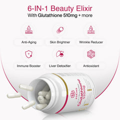 6SKINS liposomal glutathione capsules close-up signaling enhanced absorption.