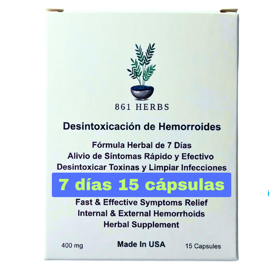 861 HERBS HemorrDetox bottle front view showing natural relief potential