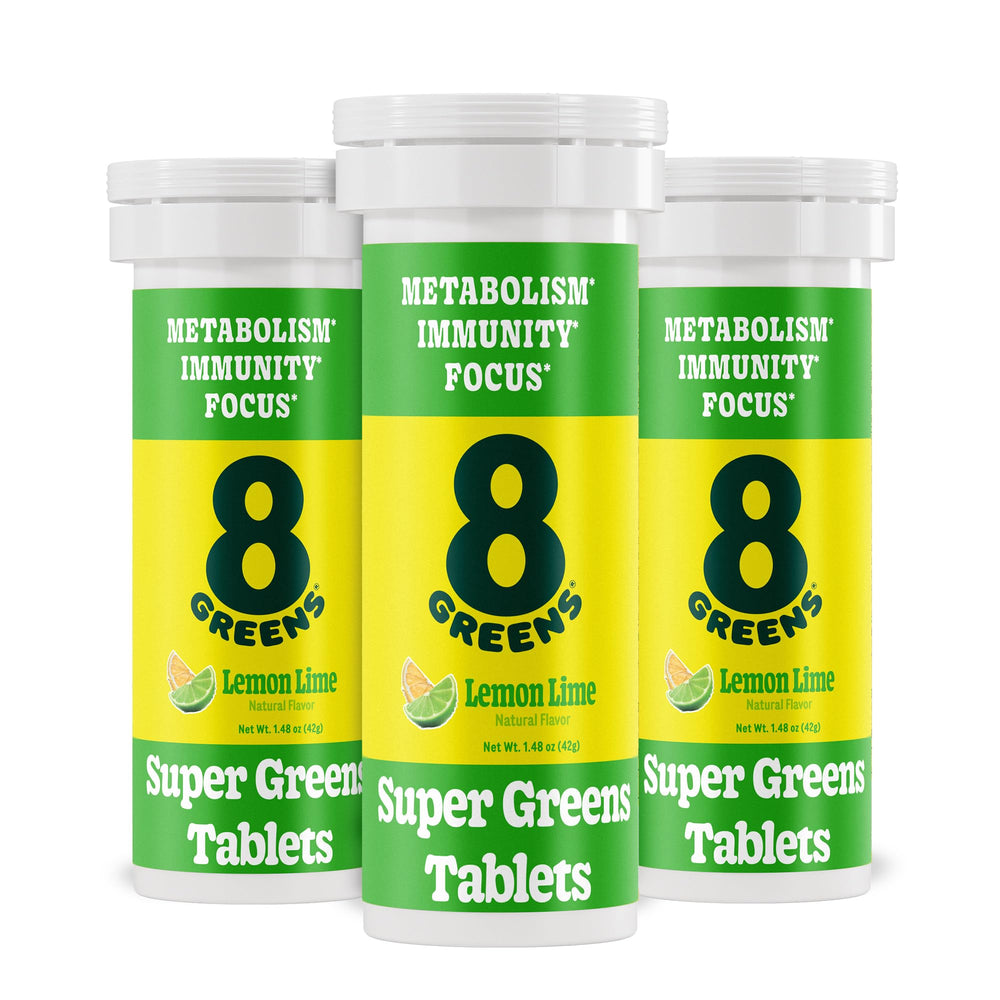 8Greens bottle-front: convenient daily greens in a compact tablet