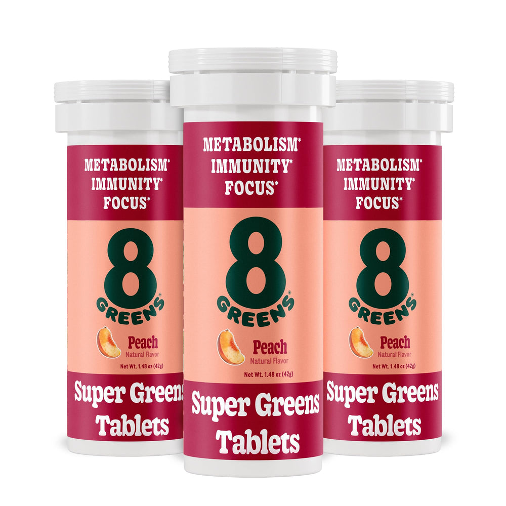 8Greens Supergreens tablets packaging front, convenient daily greens boost