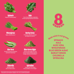 8Greens Supergreens vitamins B5, B6, C, and zinc highlighted for daily support