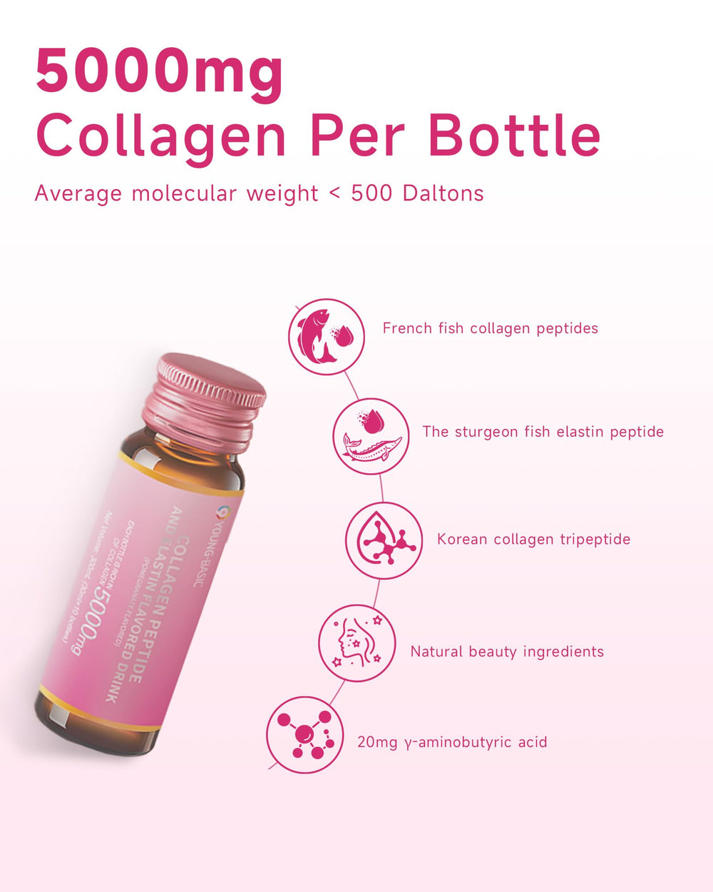 9 YOUNG-BASIC Ageless Beauty glass with collagen drink emphasizes skin glow.