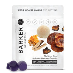 Barker Wellness Nighttime bottle label highlighting calm sleep support.