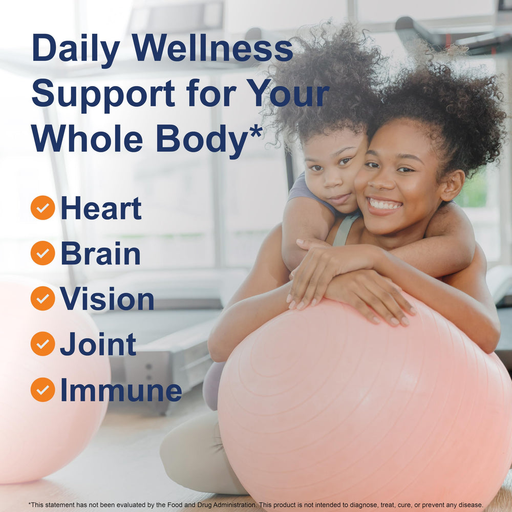 Graphic showing 2000 mg omega-3 per serving for balanced wellness in Carlson Maximum Omega 2000