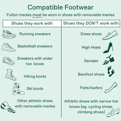 Fulton Women's size 6.5-7 insoles offer tailored comfort.