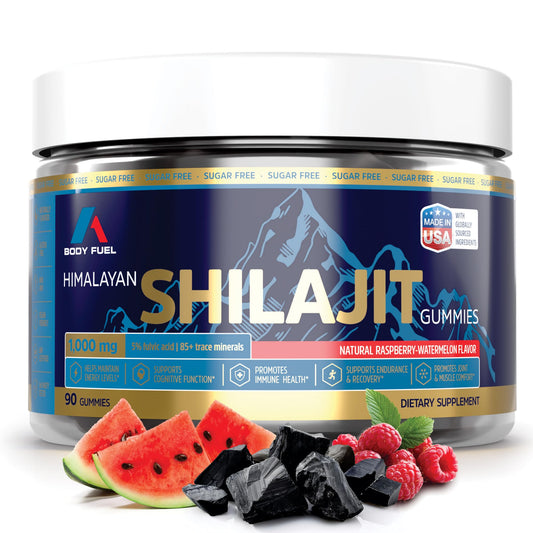 A1 Body Fuel Gummies bottle close-up highlighting gold resin for energy.