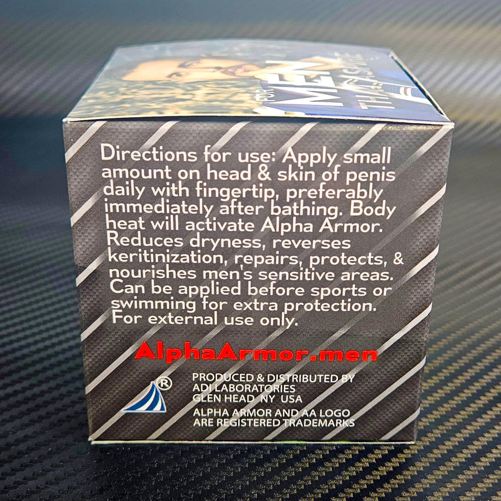 AA Alpha Armor cream on skin demonstrates deep moisturization for sensitive male skin.