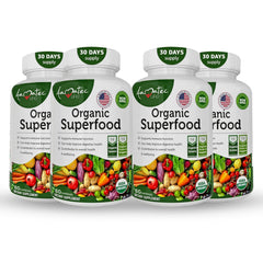 AAMATEC LIFE Organic Superfood Greens bottle front for daily wellness support