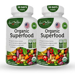 AAMATEC LIFE organic superfood greens bottle for daily wellness.