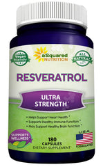 aSquared Nutrition Resveratrol bottle front showing max strength 1000mg per serving for daily support