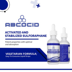 USA-made ABCOCID sulforaphane label emphasizing safety and quality