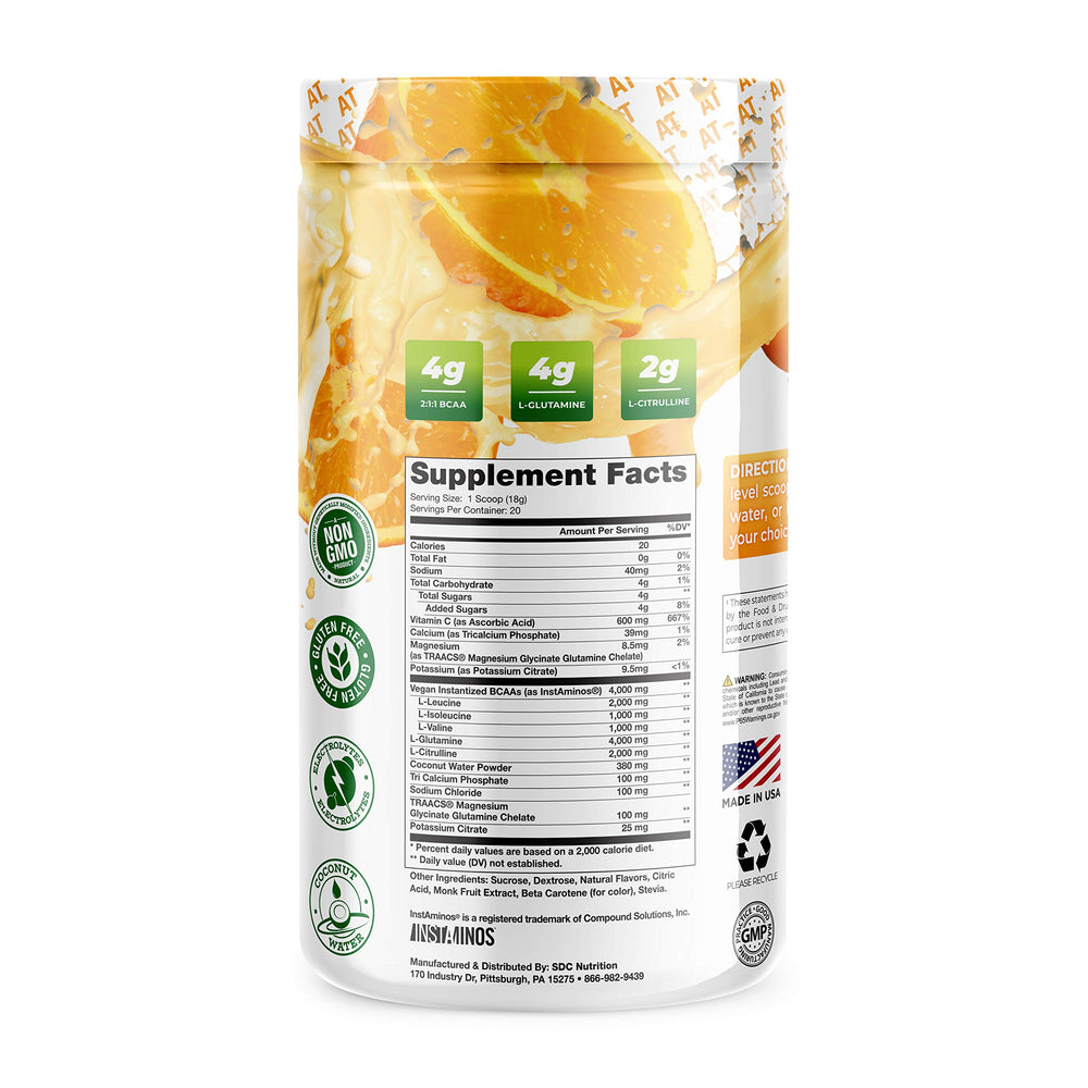 About Time BCAA Hydration Orange Cream powder pour for easy on the go mixing