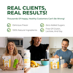 About Time ingredients panel highlighting gluten-free, soy-free, dairy-free options.