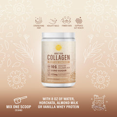 About Your Collagen Horchata drink in a glass ready to hydrate with flavor.