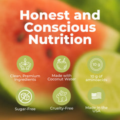 About Time BCAA Hydration Watermelon Lime ingredient closeup with clean label