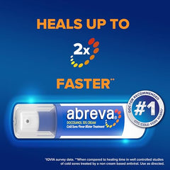 Clear Abreva branding with quick-use label for fast access.