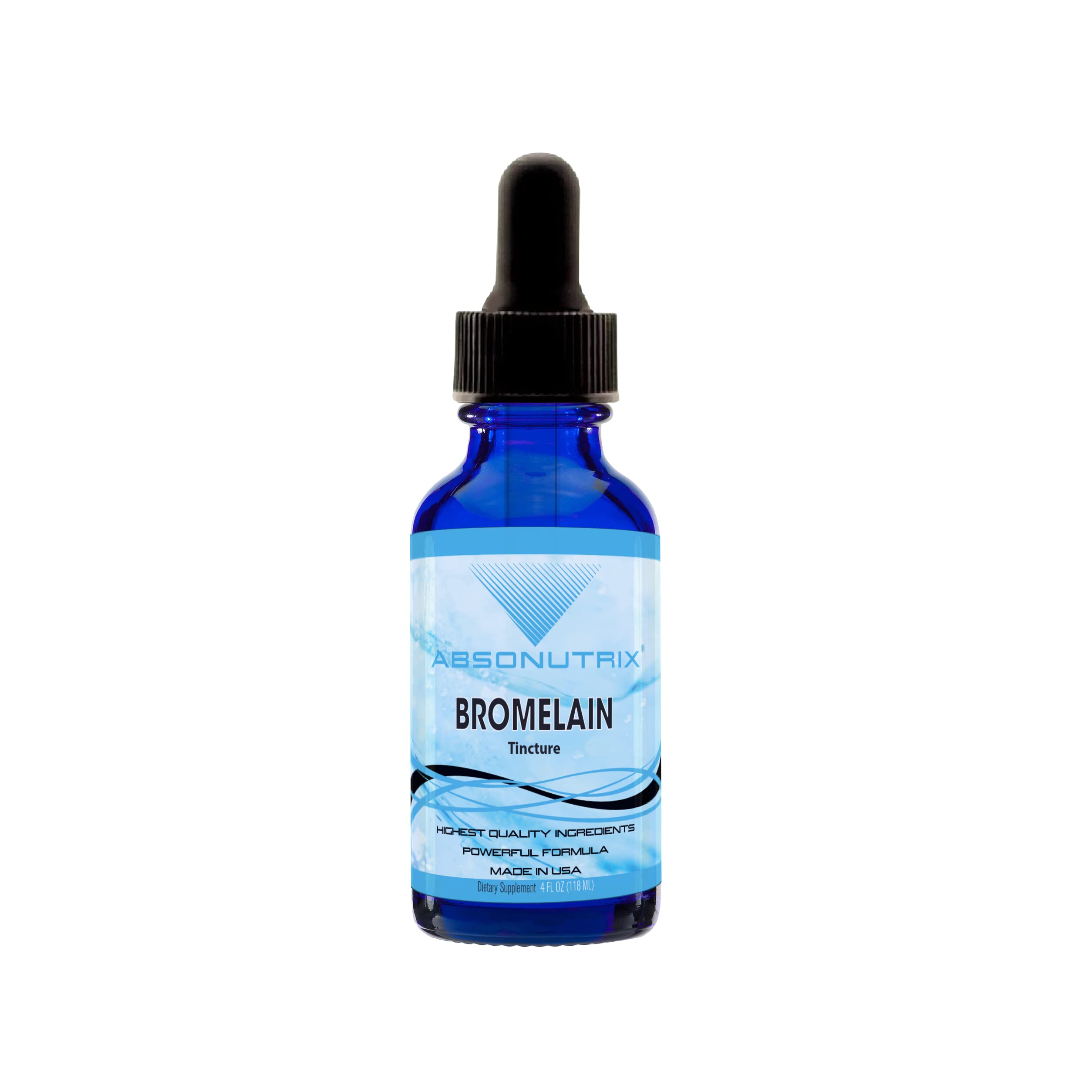 Absonutrix Bromelain bottle with dropper for easy dosing and quick absorption.